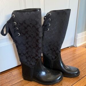 Coach Black Monogram Rain Boots